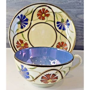 Vintage Colorful Lusterware Shofu Japan Tea Cup & Saucer Set Made in  Japan
